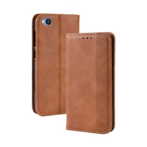 Magnetic Buckle Retro Texture Horizontal Flip Leather Case for Xiaomi Redmi Go, with Holder & Card Slots & Wallet (Brown) (OEM)