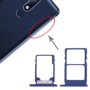 SIM Card Tray + SIM Card Tray + Micro SD Card Tray for Nokia 5.1 TA-1075 (Blue) (OEM)