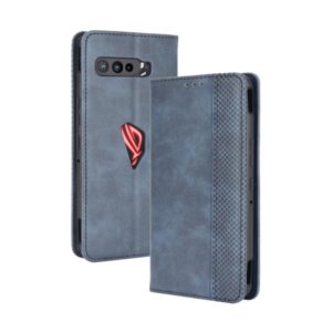 For Asus ROG Phone 3 ZS661KS Magnetic Buckle Retro Crazy Horse Texture Horizontal Flip Leather Case , with Holder & Card Slots & Photo Frame(Blue) (OEM)