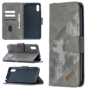 For Xiaomi Redmi 9A Matching Color Crocodile Texture Horizontal Flip PU Leather Case with Wallet & Holder & Card Slots(Grey) (OEM)
