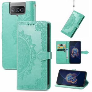 For Asus Zenfone 8 Flip Mandala Embossing Pattern Horizontal Flip Leather Case with Holder & Card Slots & Wallet & Lanyard(Green) (OEM)