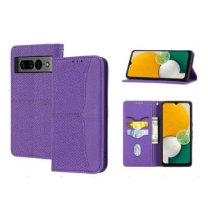 For Google Pixel 7 Pro Woven Texture Stitching Magnetic PU Leather Phone Case(Purple) (OEM)