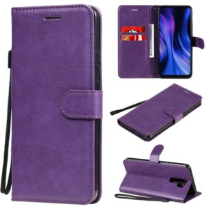 For Xiaomi Redmi 9 Solid Color Horizontal Flip Protective Leather Case with Holder & Card Slots & Wallet & Photo Frame & Lanyard(Purple) (OEM)