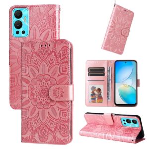 For Infinix Hot 12 Embossed Sunflower Leather Phone Case(Pink) (OEM)