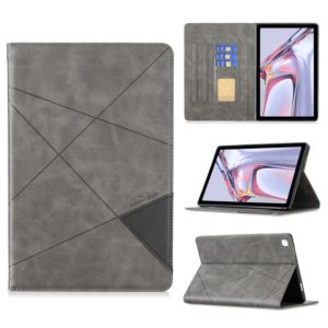 For Samsung Galaxy Tab A7 10.4 (2020) Rhombus Texture Horizontal Flip Magnetic Leather Case with Holder & Card Slots(Gray) (OEM)