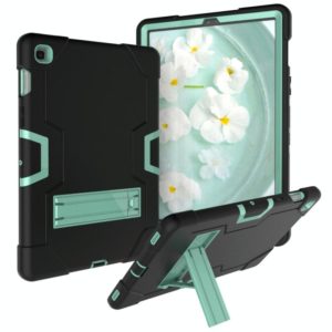 For Galaxy Tab S5e T720 Contrast Color Silicone + PC Combination Case with Holder(Black + Aqua) (OEM)