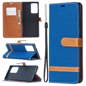 For Samsung Galaxy Note20 Ultra Color Matching Denim Texture Horizontal Flip Leather Case with Holder & Card Slots & Wallet & Lanyard(Royal Blue) (OEM)