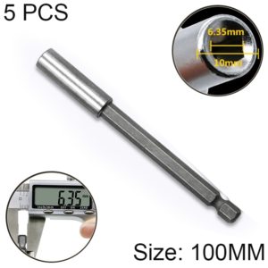 5 PCS 1/4 Electric Batch Head High Magnetism Connecting Rod Pistol Drill Extension Rod Sleeve Fast Turning Joint, Length: 100mm (OEM)