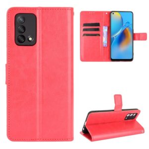 For OPPO A74 4G / F19 4G Crazy Horse Texture Horizontal Flip Leather Case with Holder & Card Slots & Lanyard(Red) (OEM)
