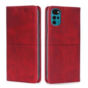 For Motorola Moto G22 Cow Texture Magnetic Horizontal Flip Leather Phone Case(Red) (OEM)