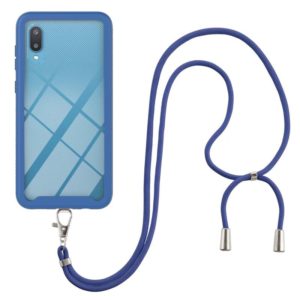 For Samsung Galaxy A02 Starry Sky Solid Color Series Shockproof PC + TPU Protective Case with Neck Strap(Blue) (OEM)