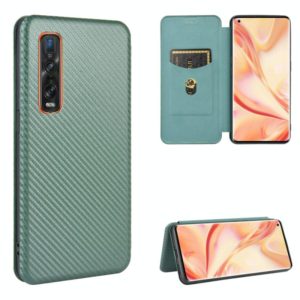 For OPPO Find X2 Pro Carbon Fiber Texture Horizontal Flip TPU + PC + PU Leather Case with Card Slot(Green) (OEM)