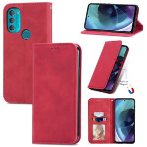 For Motorola Moto G71 5G Retro Skin Feel Magnetic Horizontal Flip Leather Phone Case(Red) (OEM)