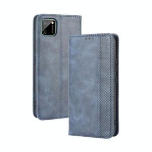 For OPPO Realme C11 Magnetic Buckle Retro Crazy Horse Texture Horizontal Flip Leather Case with Holder & Card Slots & Photo Frame(Blue) (OEM)