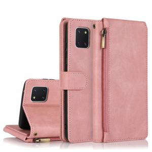 For Samsung Galaxy A81 Skin-feel Crazy Horse Texture Zipper Wallet Bag Horizontal Flip Leather Case with Holder & Card Slots & Wallet & Lanyard(Rose Gold) (OEM)