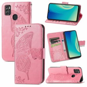 For ZTE Blade A7S 2020 Butterfly Love Flowers Embossed Horizontal Flip Leather Case with Holder & Card Slots & Wallet & Lanyard(Pink) (OEM)