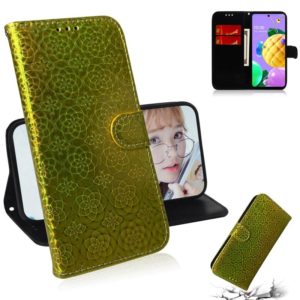 For LG K62 / K52 / Q52 Solid Color Colorful Magnetic Buckle Horizontal Flip PU Leather Case with Holder & Card Slots & Wallet & Lanyard(Gold) (OEM)