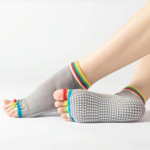 3 Pair Open-Toe Yoga Socks Indoor Sports Non-Slip Five-Finger Dance Socks, Size: One Size(Color Light Gray) (OEM)