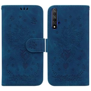 For Honor 20 / Huawei nova 5T Butterfly Rose Embossed Leather Phone Case(Blue) (OEM)