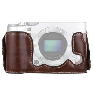 1/4 inch Thread PU Leather Camera Half Case Base for FUJIFILM X-A3 / X-A10(Coffee) (OEM)