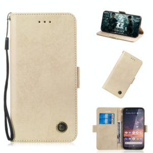 For Nokia 3.2 Retro Horizontal Flip PU Leather Case with Card Slots & Holder(Gold) (OEM)