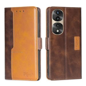 For Honor 70 Pro/70 Pro+ Contrast Color Side Buckle Leather Phone Case(Dark Brown + Gold) (OEM)