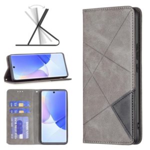 For Honor 50 / Huawei nova 9 Prismatic Invisible Magnetic Leather Phone Case(Grey) (OEM)