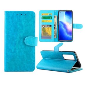 For OPPO Find X3 Neo/Reno5 Pro+ Crazy Horse Texture Leather Horizontal Flip Protective Case with Holder & Card Slots & Wallet & Photo Frame(baby Blue) (OEM)