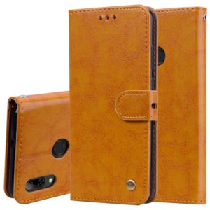Business Style Oil Wax Texture Horizontal Flip Leather Case for Huawei P Smart 2019, with Holder & Card Slots & Wallet (Brown) (OEM)