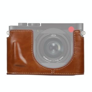 1/4 inch Thread PU Leather Camera Half Case Base for Leica Q2(Brown) (OEM)