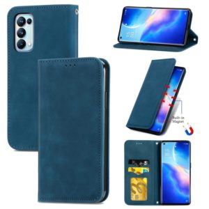 For OPPO Reno5 Pro 5G Retro Skin Feel Business Magnetic Horizontal Flip Leather Case with Holder & Card Slots & Wallet & Photo Frame(Blue) (OEM)