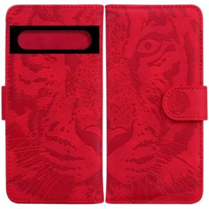 For Google Pixel 7 5G Tiger Embossing Pattern Horizontal Flip Leather Phone Case(Red) (OEM)