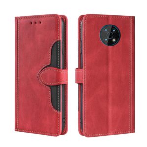 For Nokia G50 Skin Feel Straw Hat Magnetic Buckle Leather Phone Case(Red) (OEM)
