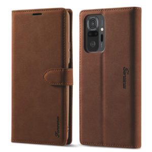 For Xiaomi Redmi K40 Forwenw F1 Series Matte Strong Magnetism Horizontal Flip Leather Case with Holder & Card Slots & Wallet & Photo Frame(Brown) (Forwenw) (OEM)