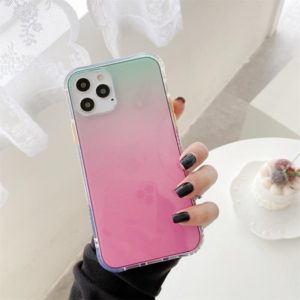For iPhone 12 / 12 Pro Gradient Shockproof TPU + Acrylic Protective Case with Detachable Buttons(Gradient Rose Red) (OEM)