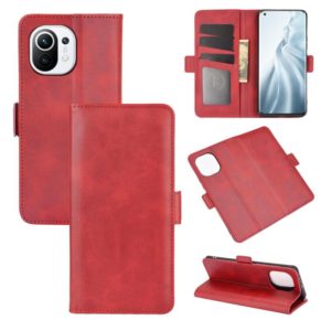 For Xiaomi Mi 11 Dual-side Magnetic Buckle Horizontal Flip Leather Case with Holder & Card Slots & Wallet(Red) (OEM)