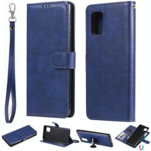 For Samsung Galaxy A71 5G 2 in 1 Solid Color Detachable PU Leather Case with Card Slots & Magnetic Holder & Photo Frame & Wallet & Strap(Blue) (OEM)