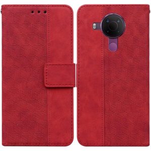 For Nokia 5.4 Geometric Embossed Leather Phone Case(Red) (OEM)