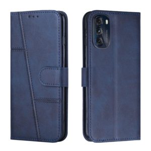 For Motorola Moto G 5G 2022 Stitching Calf Texture Buckle Leather Phone Case(Blue) (OEM)