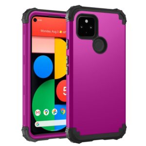 For Google Pixel 5 3 in 1 Shockproof PC + Silicone Protective Case(Dark Purple + Black) (OEM)