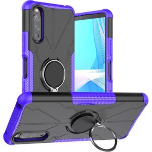 For Sony Xperia 10 III Armor Bear Shockproof PC + TPU Protective Case with Ring Holder(Purple) (OEM)