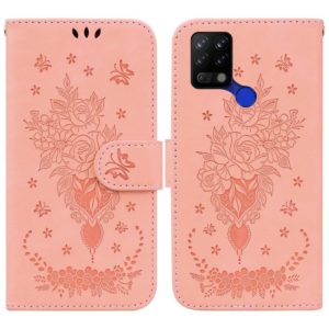 For Tecno Pova 4G Butterfly Rose Embossed Leather Phone Case(Pink) (OEM)