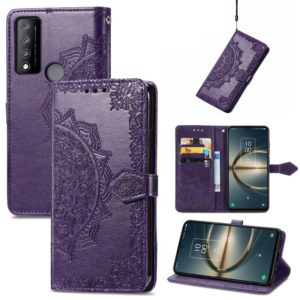 For TCL 30 V 5G Mandala Flower Embossed Flip Leather Phone Case(Purple) (OEM)