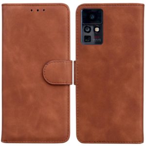 For Infinix Zero X / X Pro Skin Feel Pure Color Flip Leather Phone Case(Brown) (OEM)