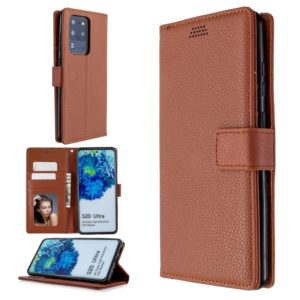 For Samsung Galaxy S20 Ultra Litchi Texture Horizontal Flip Leather Case with Holder & Card Slots & Wallet & Photo Frame(Brown) (OEM)
