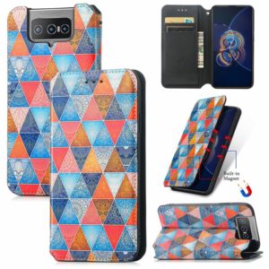 For Asus Zenfone 8 Flip Colorful Magnetic Horizontal Flip PU Leather Case with Holder & Card Slot & Wallet(Rhombus Mandala) (OEM)