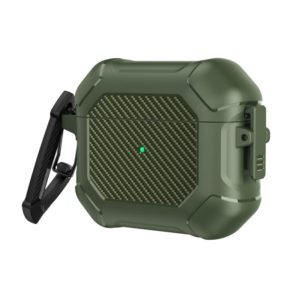 Carbon Brazing Dimension TPU+PC Headphone Protective Cover with Switch Lock & Carabiner For AirPods 3(Army Green) (OEM)