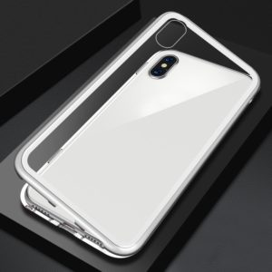 For iPhone XS Max Mocolo Magnetic Metal Frame Tempered Glass Case(Silver) (mocolo) (OEM)