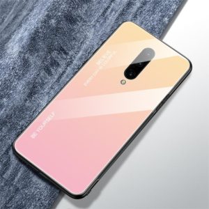 For OnePlus 7 Pro Gradient Color Glass Case(Yellow) (OEM)