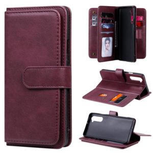 For Oneplus Nord Multifunctional Magnetic Copper Buckle Horizontal Flip Solid Color Leather Case with 10 Card Slots & Wallet & Holder & Photo Frame(Wine Red) (OEM)